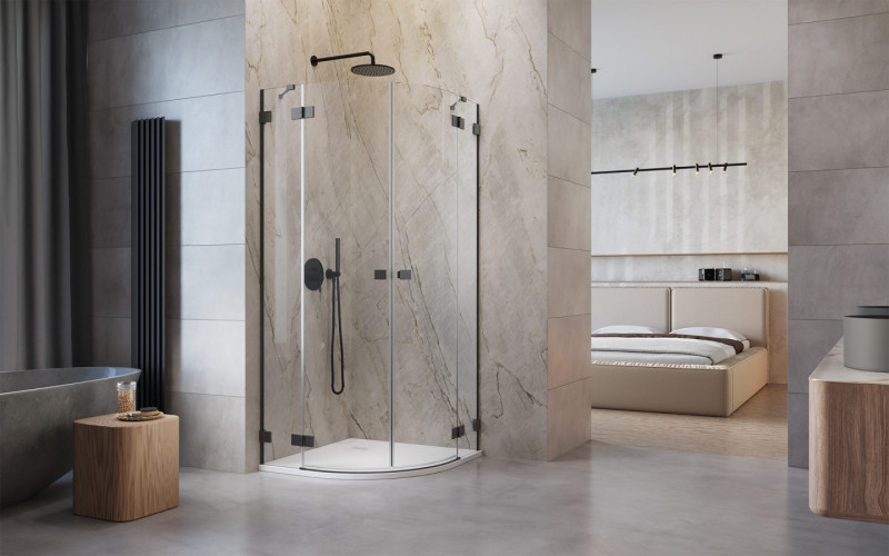 Radaway Essenza Pro Brushed GunMetal PDD kabina półokrągła 90Lx80R drzwi otwierane gunmetal Easy Clean 10095090-92-01L + 10095080-92-01R