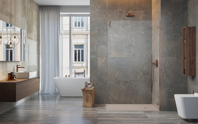 Radaway Essenza Pro Brushed Copper kabina typu Walk-In 70 cm miedź szczotkowana przeźroczyste Easy Clean 10103070-93-01