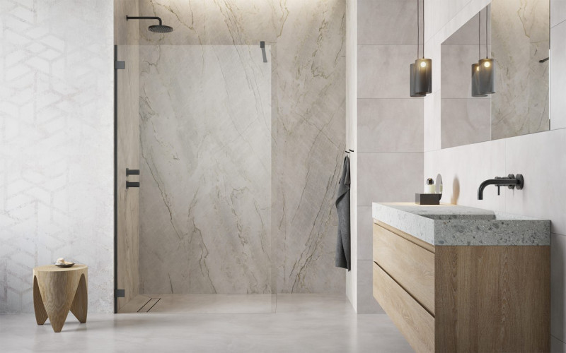 Radaway Essenza Pro Brushed GunMetal kabina typu Walk-In 85 cm gunmetal szczotkowana przeźroczyste Easy Clean 10103085-92-01