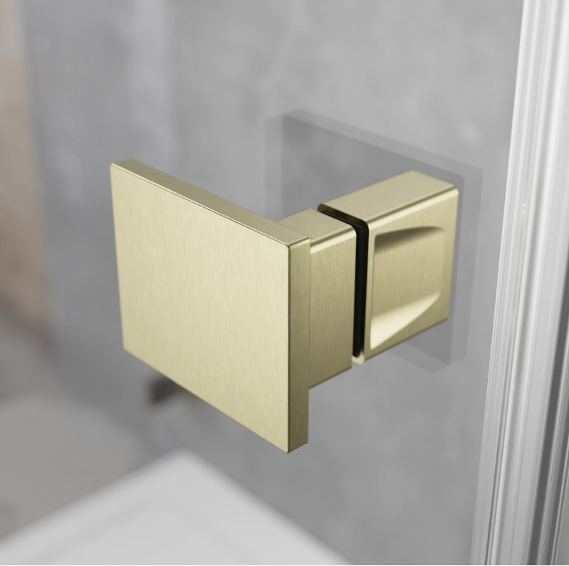 Radaway Essenza Pro Brushed Gold PTJ kabina pięciokątna 100x100 drzwi otwierane prawe złoty szczotkowany Easy Clean 10100000-99-01R + 10100300-01-01
