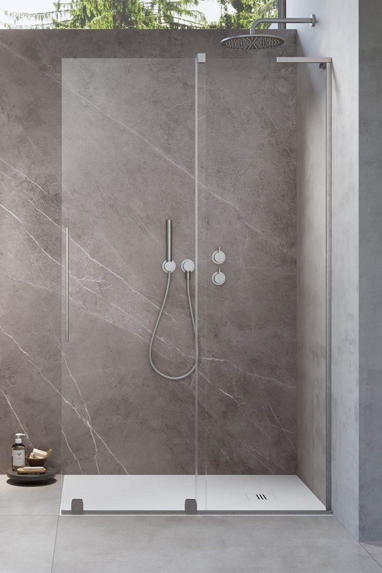 Radaway Furo SL Brushed Nickel kabina typu Walk-In ścianka suwana 110 cm prawa nikiel szczotkowany przeźroczyste Easy Clean 10306588-91-01R + 10110544-01-01