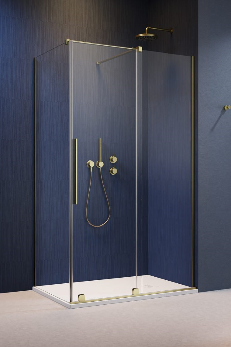 Radaway Furo Brushed Gold KDJ drzwi przesuwne 150 cm prawe do ścianki złoty szczotkowane Easy Clean 10104772-99-01R + 10110730-01-01