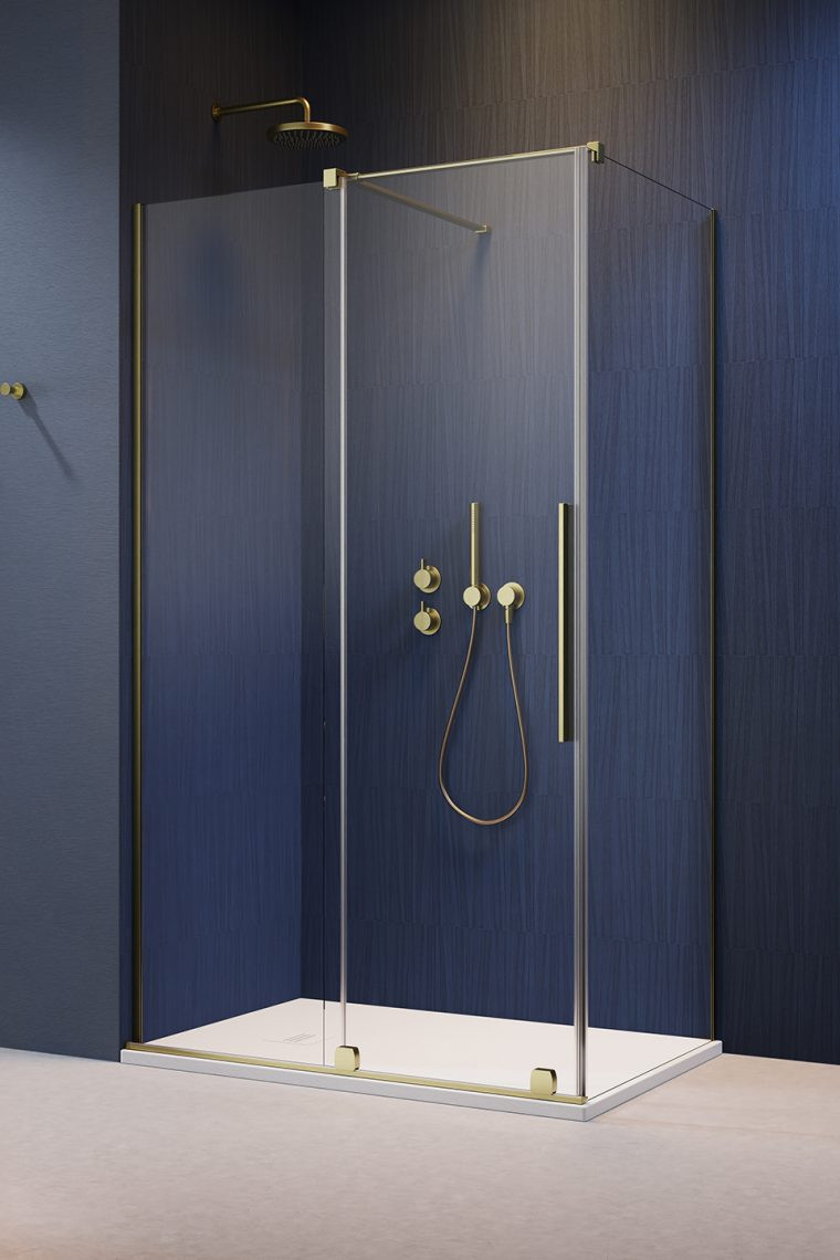 Radaway Furo Brushed Gold KDJ drzwi przesuwne 160 cm lewe do ścianki złoty szczotkowane Easy Clean 10104822-99-01L + 10110780-01-01