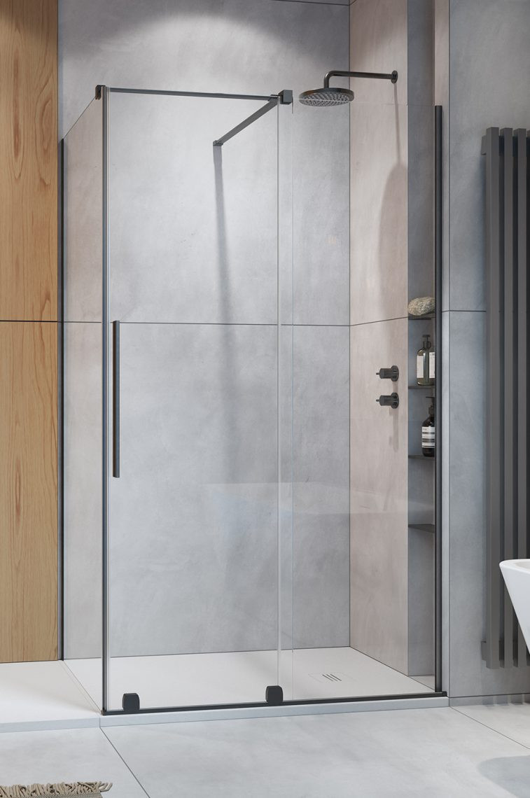 Radaway Furo Brushed GunMetal KDJ drzwi przesuwne 120 cm prawe do ścianki gunmetal szczotkowany Easy Clean 10104622-92-01R + 10110580-01-01