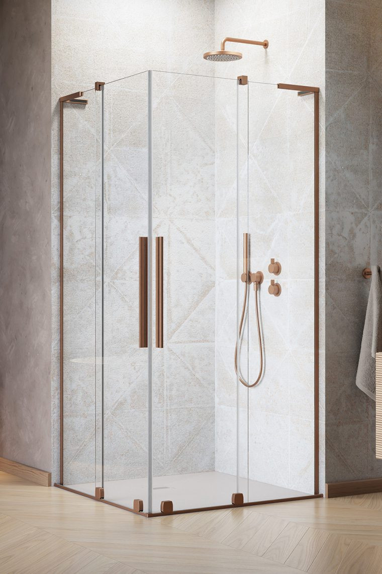 Radaway Furo SL Brushed Copper KDD 1/2 kabiny drzwi przesuwne 100 cm lewe miedź szczotkowana Easy Clean 10305100-93-01L