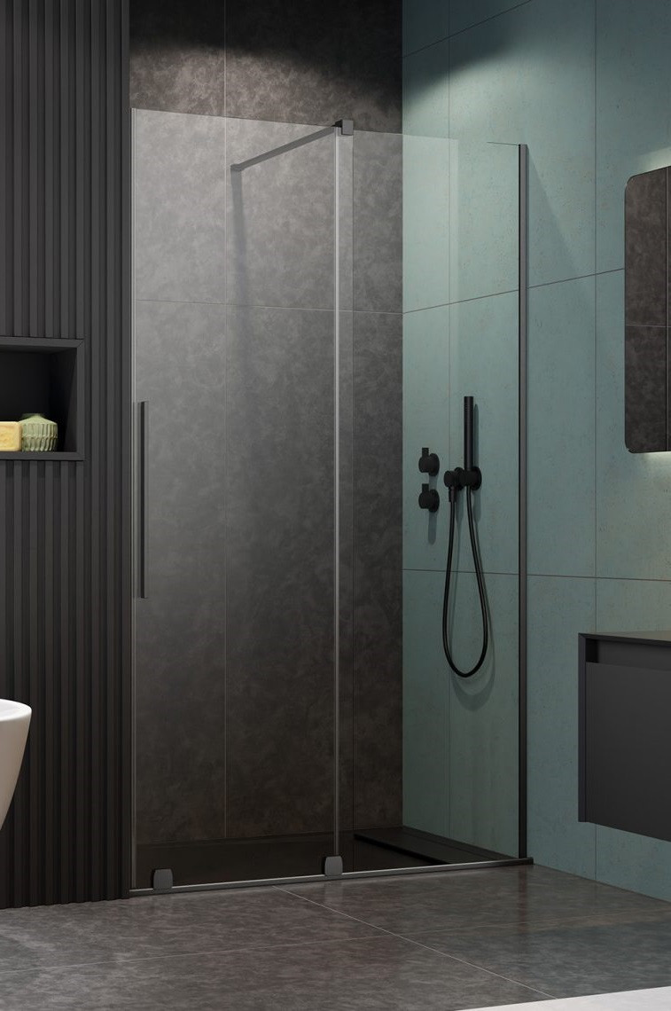 Radaway Furo Brushed GunMetal DWJ drzwi wnękowe przesuwne 160 cm prawe gunmetal szczotkowany przeźroczyste Easy Clean 10107822-92-01R + 10110780-01-01