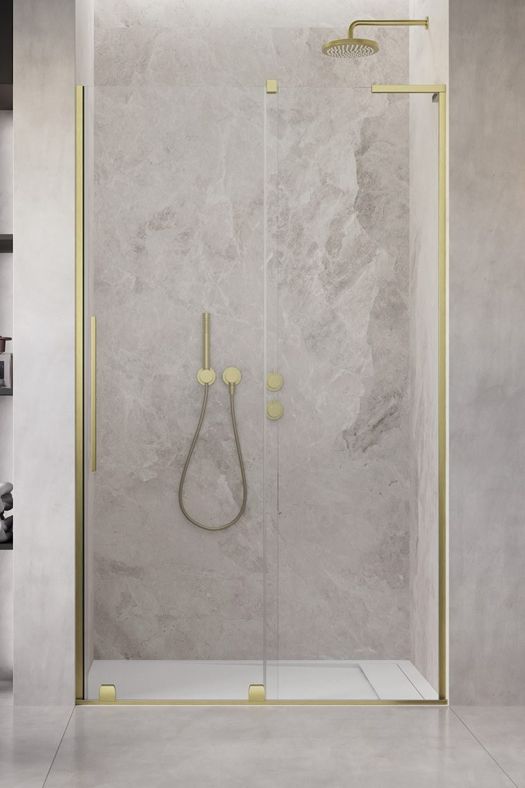 Radaway Furo SL Brushed Gold DWJ drzwi wnękowe przesuwne 90 cm prawe złoty szczotkowany przeźroczyste Easy Clean 10307472-99-01R + 10110430-01-01
