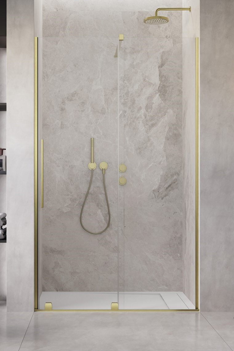 Radaway Furo Brushed Gold DWJ drzwi wnękowe przesuwne 90 cm prawe złoty szczotkowany przeźroczyste Easy Clean 10107472-99-01R + 10110430-01-01