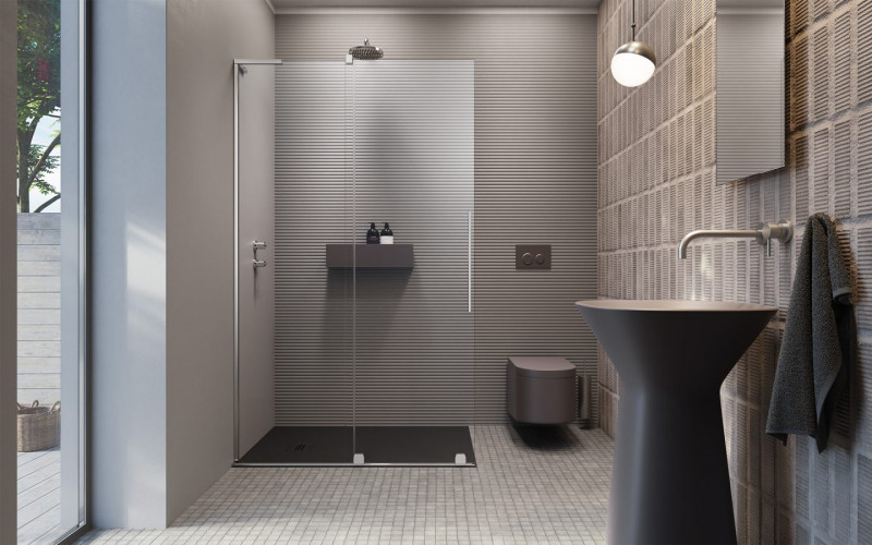 Radaway Furo SL kabina typu Walk-In ścianka suwana 80 cm lewa chrom przeźroczyste Easy Clean 10306438-01-01L + 10110394-01-01