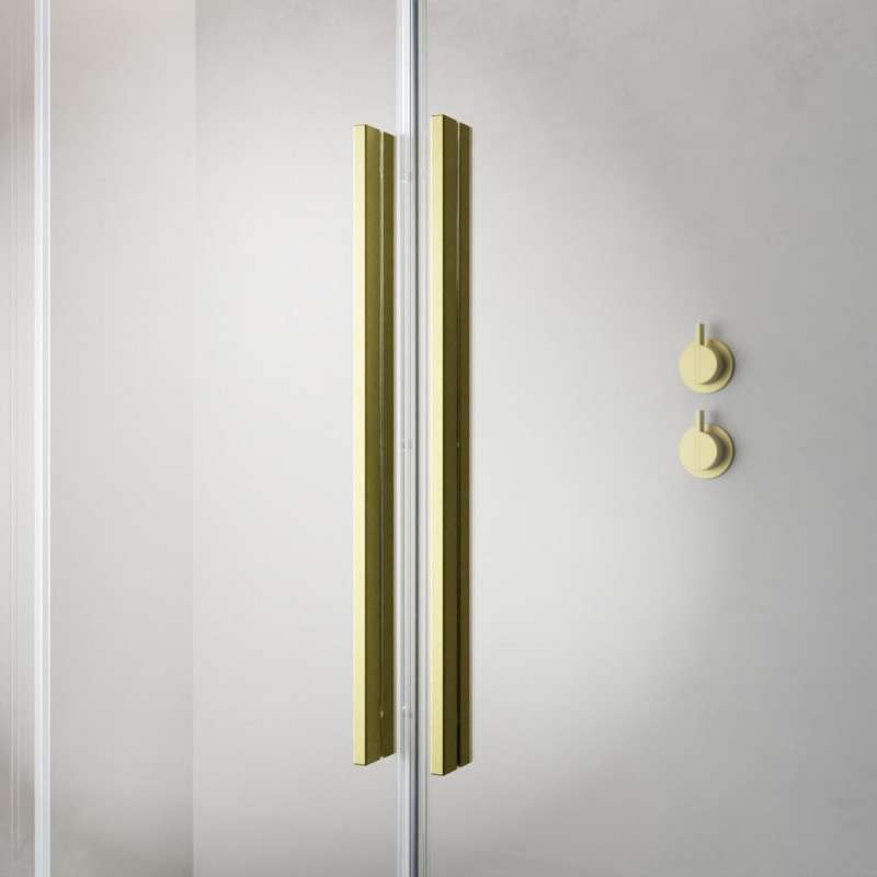 Radaway Furo SL Brushed Gold kabina typu Walk-In ścianka suwana 110 cm prawa złoty szczotkowany przeźroczyste Easy Clean 10306588-99-01R + 10110544-01-01