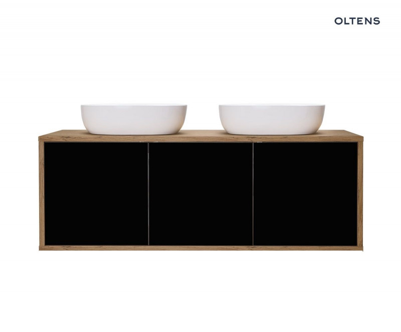 Oltens Hedvig szafka 140 cm podumywalkowa wisząca czarny mat dąb naturalny 60205360