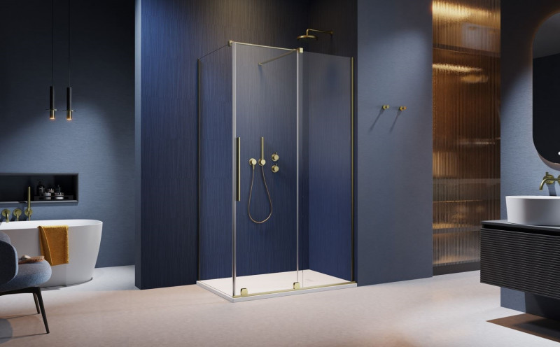 Radaway Furo Brushed Gold KDJ drzwi przesuwne 140 cm prawe do ścianki złoty szczotkowane Easy Clean 10104722-99-01R + 10110680-01-01