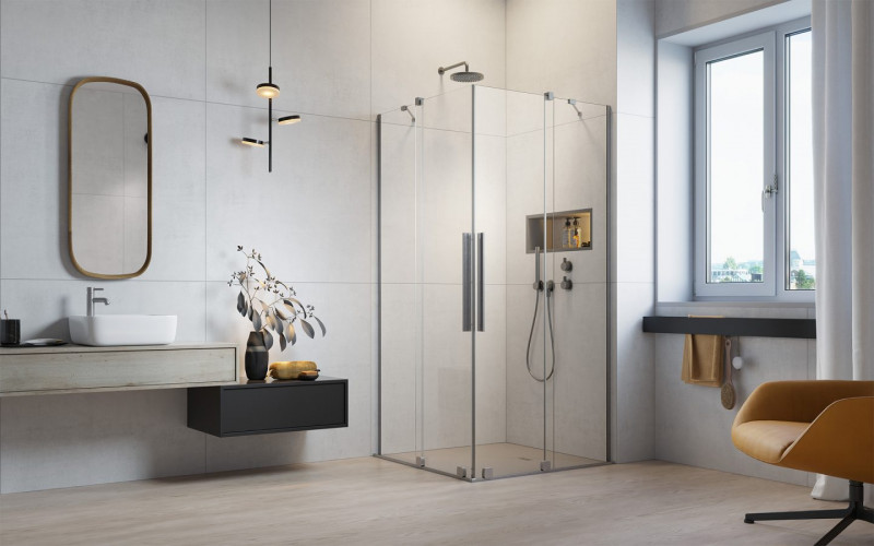 Radaway Furo Brushed Nickel KDD 1/2 kabiny drzwi przesuwne 80 cm prawe nikiel szczotkowany Easy Clean 10105080-91-01R