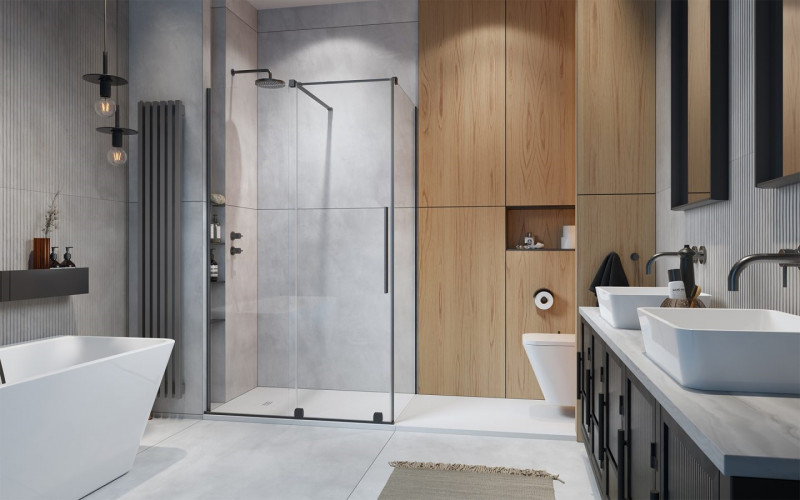 Radaway Furo Brushed GunMetal KDJ drzwi przesuwne 150 cm lewe do ścianki gunmetal szczotkowany Easy Clean 10104772-92-01L + 10110730-01-01