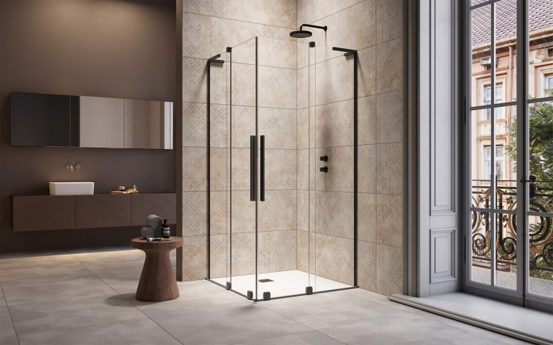 Radaway Furo SL Black KDD 1/2 kabiny drzwi przesuwne 90 cm lewe czarny Easy Clean 10305090-54-01L