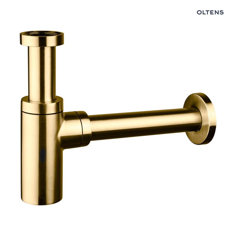 Oltens Hervik syfon umywalkowy mosiężny okrągły złoto szczotkowane 02600810