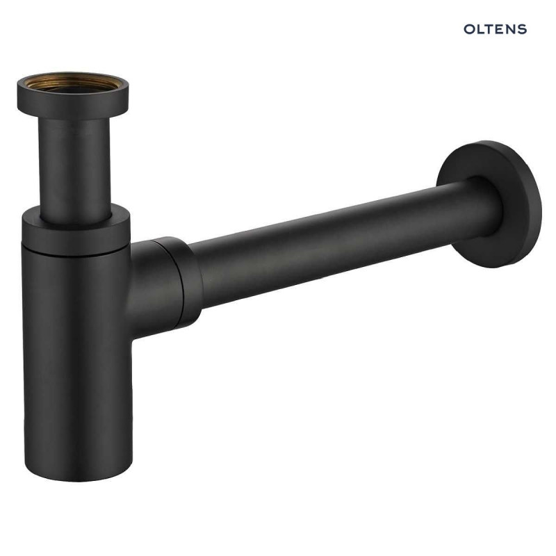 Oltens Hervik syfon umywalkowy mosiężny okrągły czarny mat 02600300