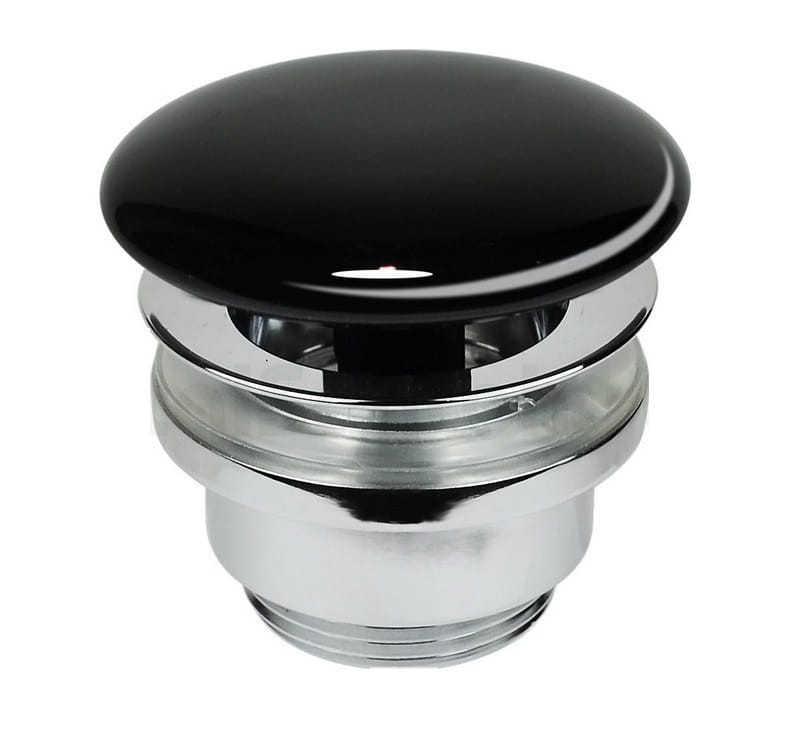 Kerasan Nolita korek umywalkowy click-clack niski czarny ceramiczny połysk 923304