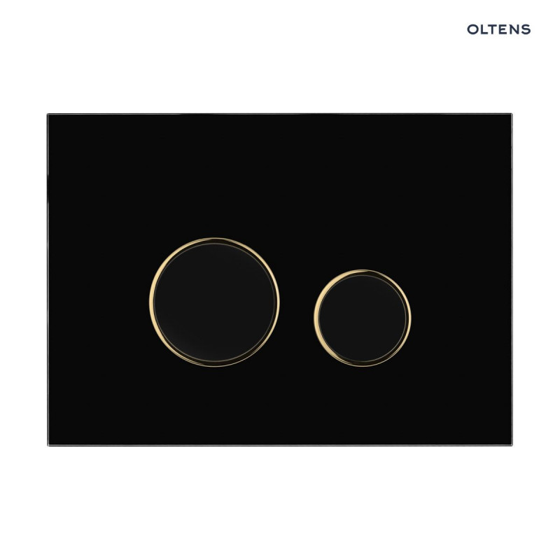 Oltens Lule przycisk spłukujący do WC czarny mat-złoty mat-czarny mat 57106300