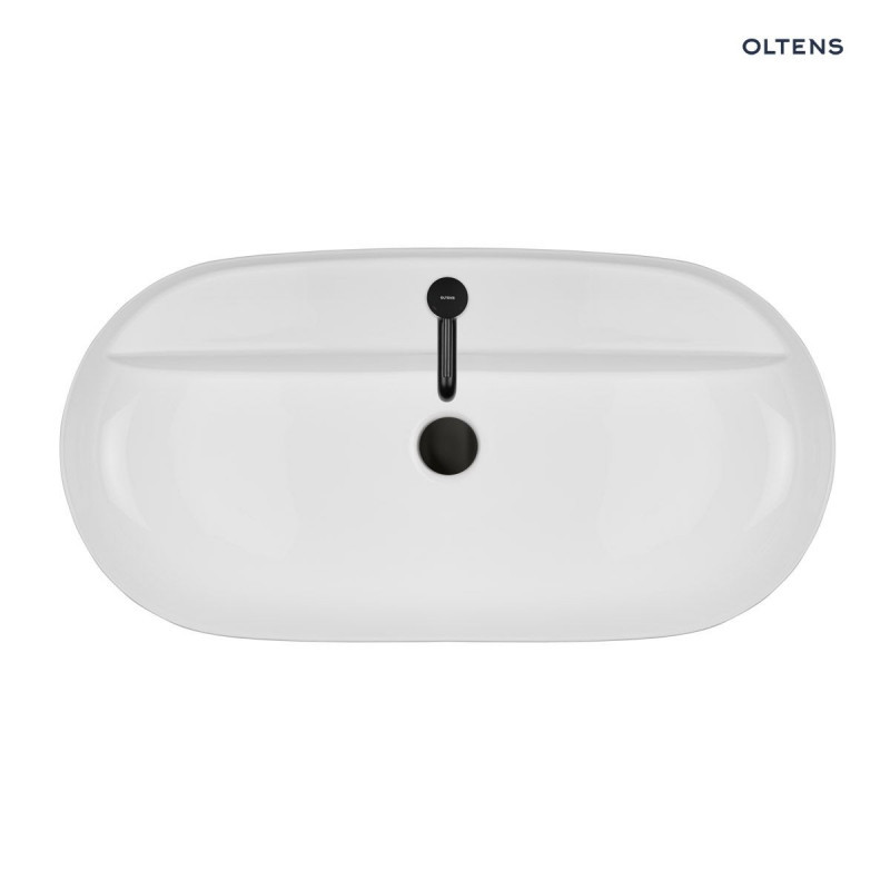 Oltens Hamnes Thin umywalka 80x40 cm stawiana na blat z otworem biała 41315000