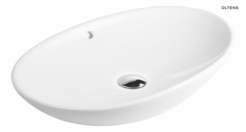 Oltens Sogne umywalka 63x42 cm nablatowa owalna z powłoką SmartClean biała 40810000