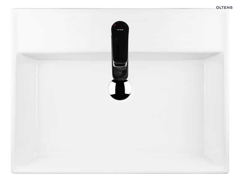 Oltens Hyls umywalka 58,5x44 cm nablatowa prostokątna z powłoką SmartClean biała 41810000