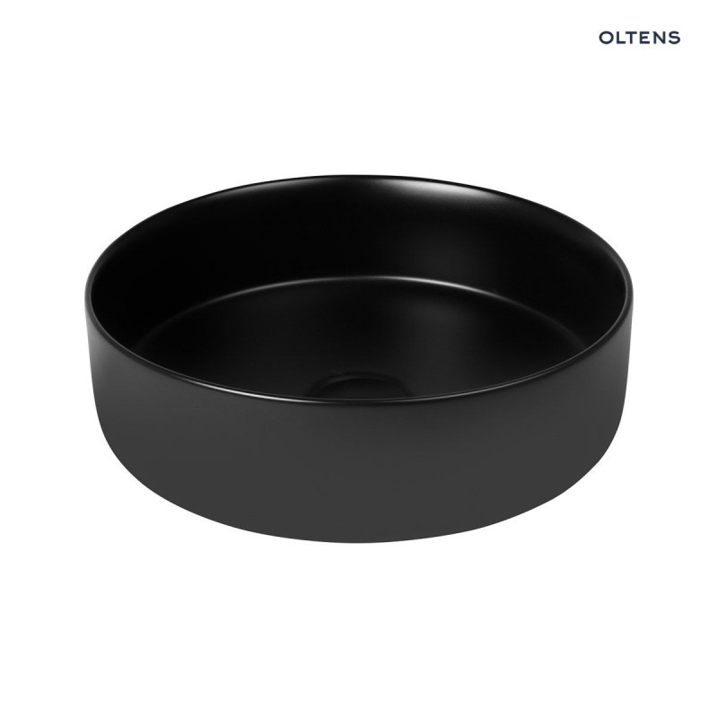 Oltens Lagde umywalka 35,5 cm nablatowa okrągła czarny mat 40304300