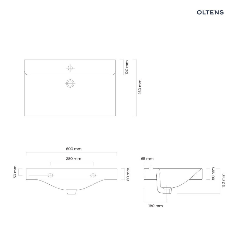 Oltens Hofsa umywalka 60x46 cm nablatowa z powłoką SmartClean biała 41805000