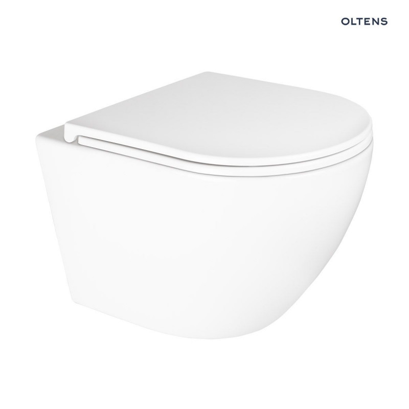 Oltens Hamnes Kort muszla WC wisząca 49 cm PureRim z powłoką SmartClean biała 42519000