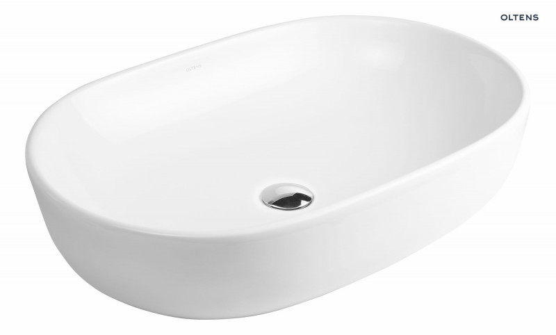 Oltens Hamnes umywalka 60x42 cm nablatowa owalna biała 40315000