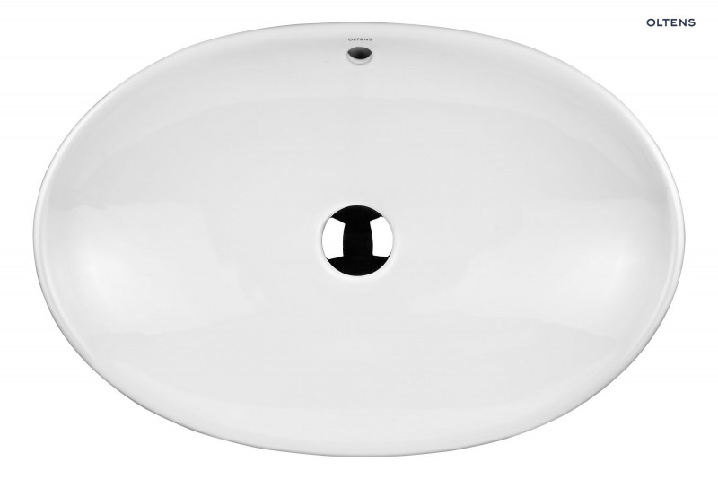 Oltens Sogne umywalka 63x42 cm nablatowa owalna z powłoką SmartClean biała 40810000