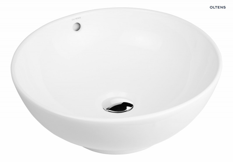 Oltens Fana umywalka 42 cm nablatowa okrągła z powłoką SmartClean biała 40812000