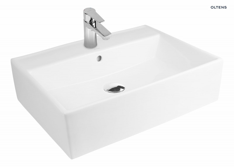 Oltens Hyls umywalka 58,5x44 cm nablatowa prostokątna biała 41310000