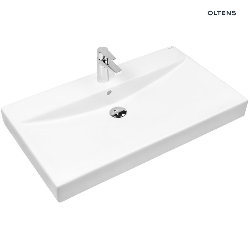 Oltens Hofsa umywalka 80x46 cm nablatowa z powłoką SmartClean biała 41806000