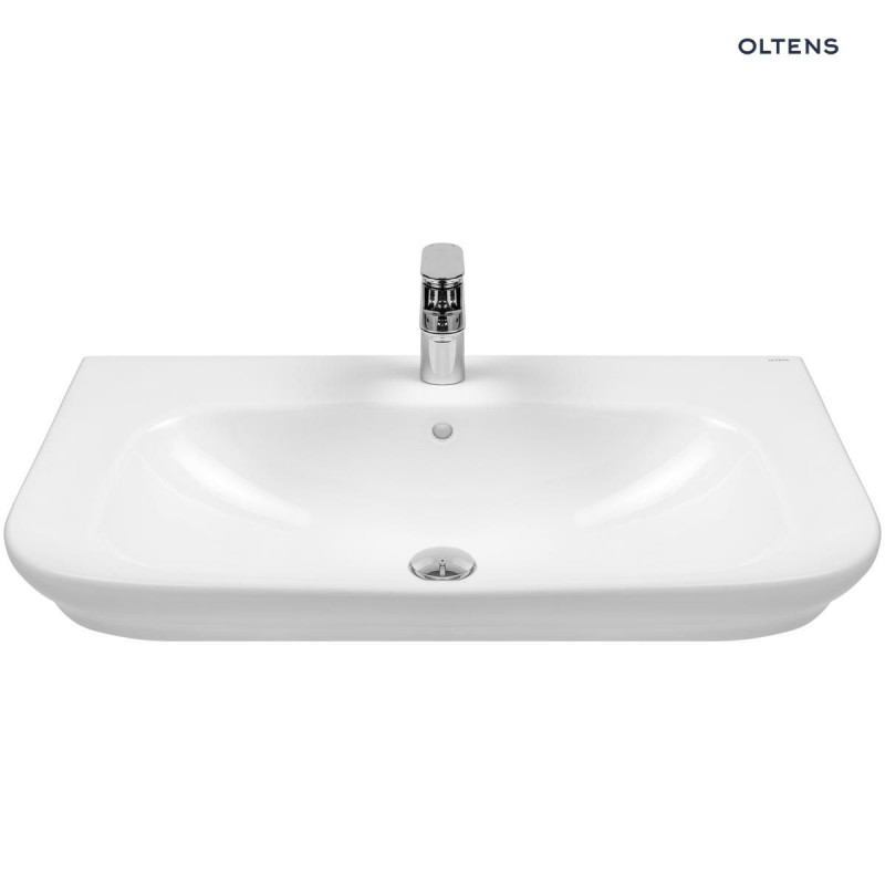 Oltens Gulfoss umywalka 80x46 cm nablatowa częściowo wpuszczana z powłoką SmartClean biała 41902000