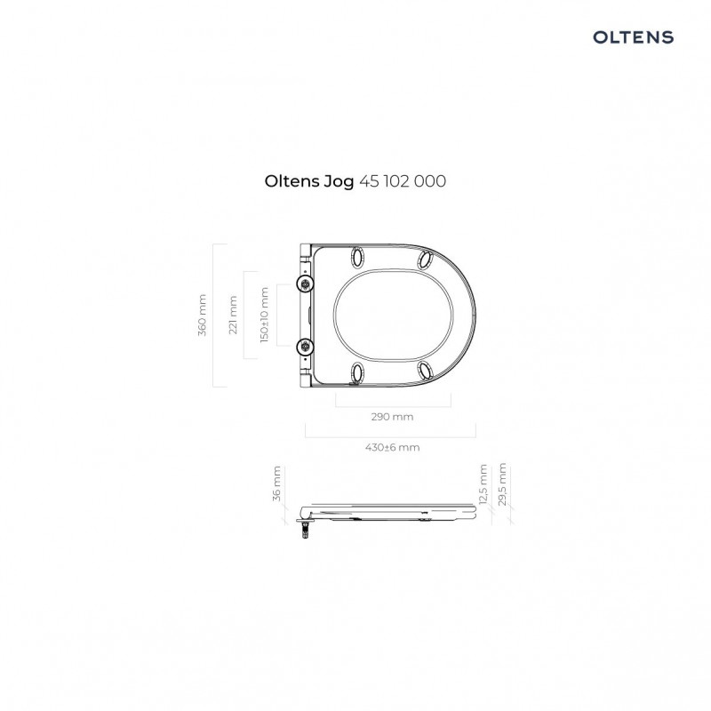 Oltens Jog deska sedesowa wolnoopadająca slim duroplast biały 45102000
