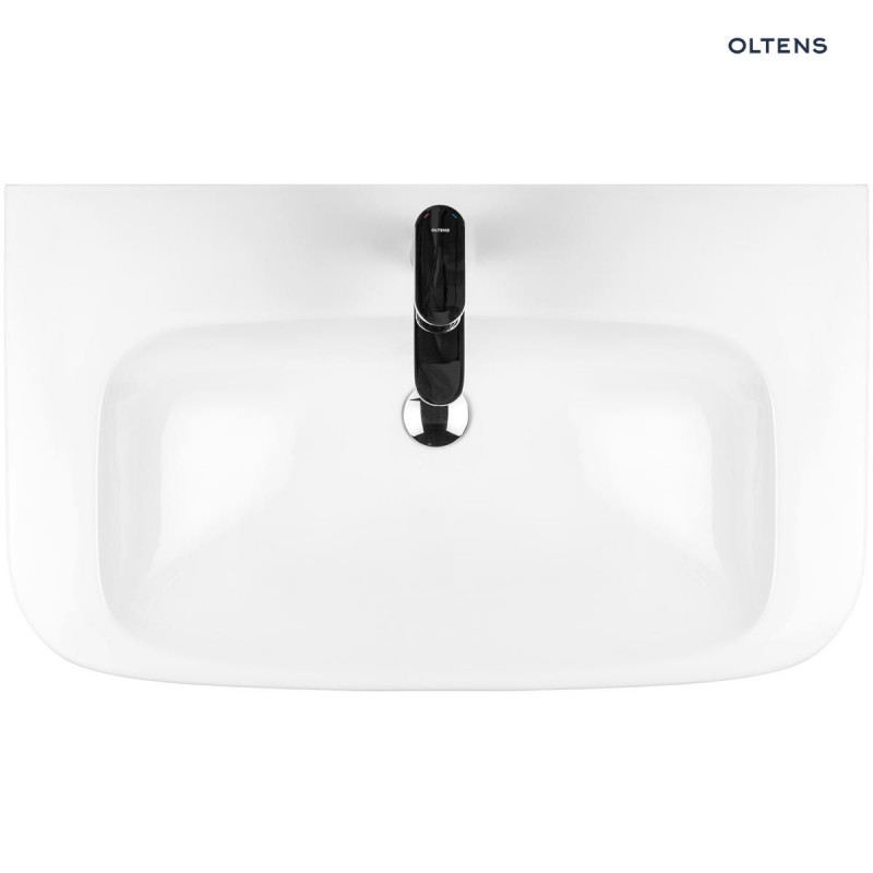 Oltens Gulfoss umywalka 80x46 cm nablatowa częściowo wpuszczana z powłoką SmartClean biała 41902000