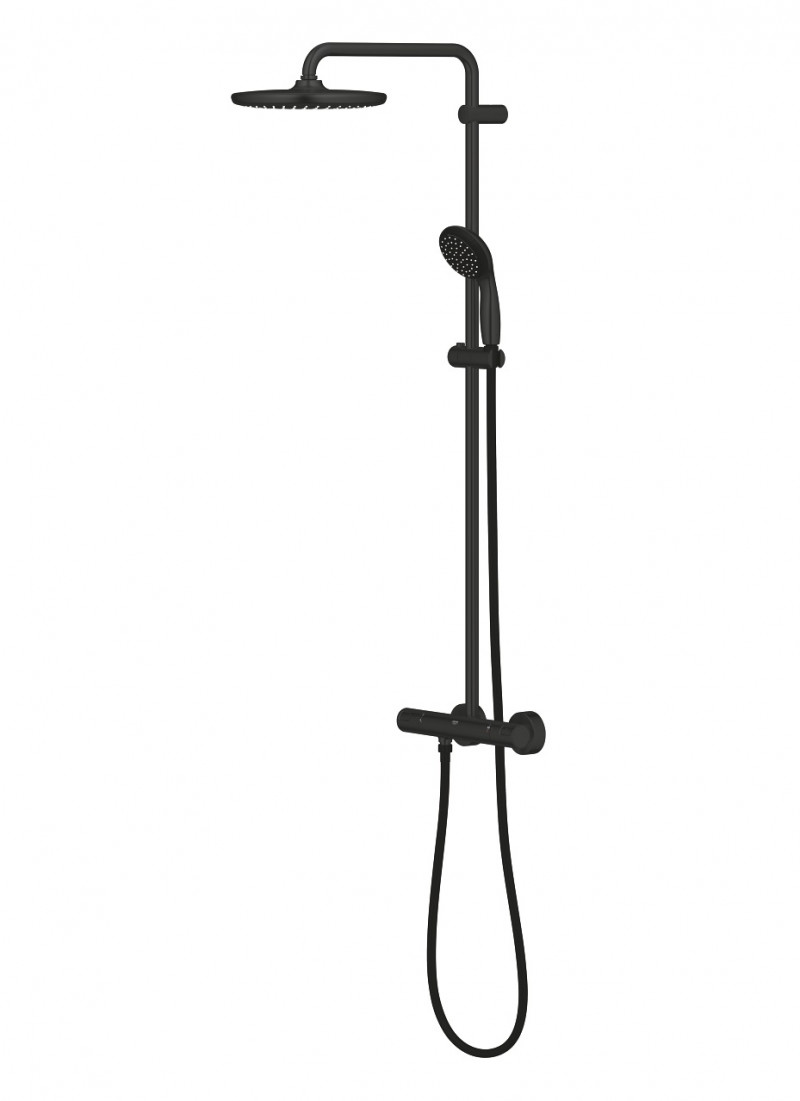 Grohe Vitalio Start 250 zestaw prysznicowy termostatyczny z deszczownicą czarny matowy 266772430