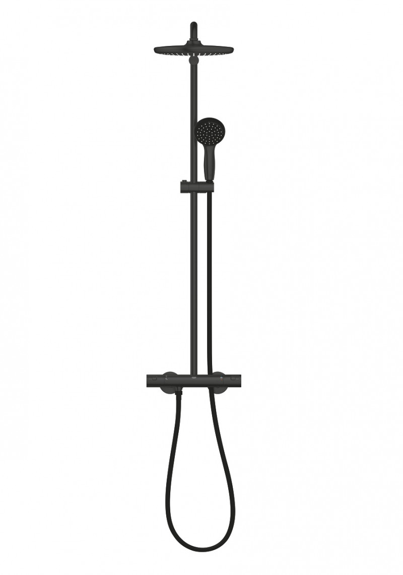 Grohe Vitalio Start 250 zestaw prysznicowy termostatyczny z deszczownicą czarny matowy 266772430