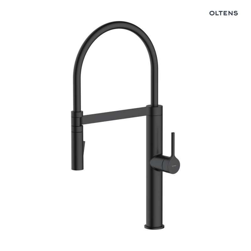 Oltens Borga bateria kuchenna stojąca z elastyczną wylewką czarny mat 35207300