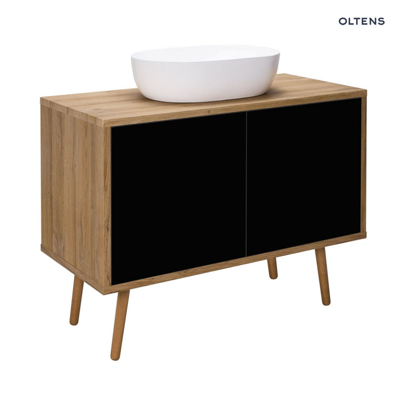 Oltens Hedvig szafka 95 cm podumywalkowa wisząca czarny mat dąb naturalny 60204360
