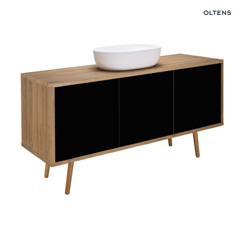 Oltens Hedvig szafka 140 cm podumywalkowa wisząca czarny mat dąb naturalny 60205360