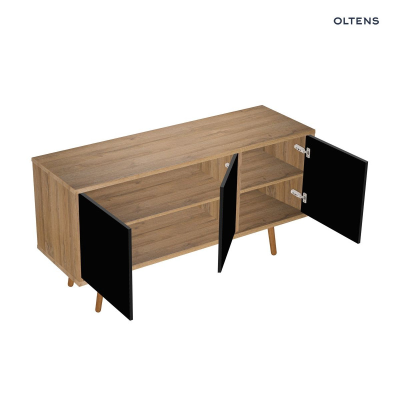 Oltens Hedvig szafka 140 cm podumywalkowa wisząca czarny mat dąb naturalny 60205360