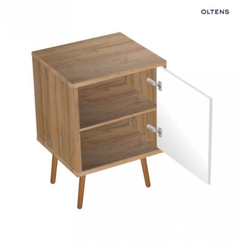 Oltens Hedvig szafka 50 cm podumywalkowa wisząca biały połysk dąb naturalny 60203060