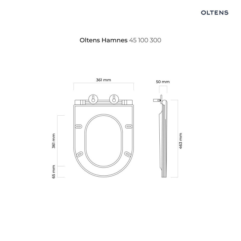 Oltens Hamnes deska sedesowa wolnoopadająca duroplast Ovan Slim czarny mat 45100300