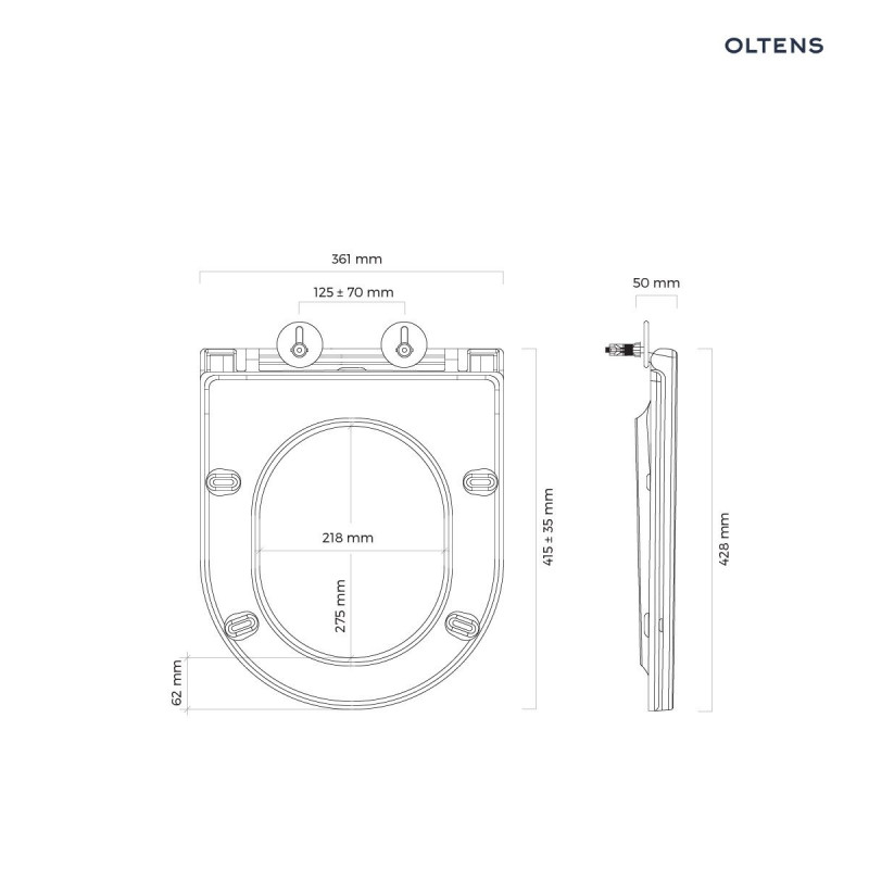 Oltens Hamnes Kort deska sedesowa wolnoopadająca duroplast biała 45111000