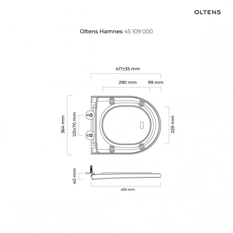 Oltens Hamnes deska sedesowa wolnoopadająca duroplast biała 45109000