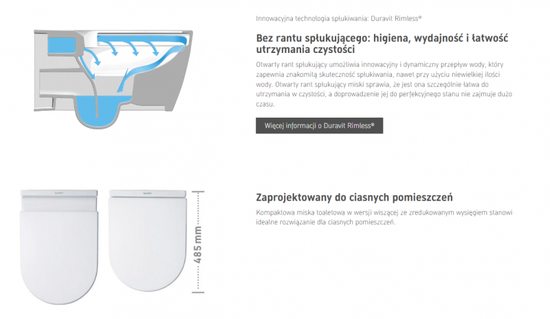 Duravit D-neo Compact Rimless muszla wisząca 48cm + deska wolnoopadjąca biały alpin 45880900A1