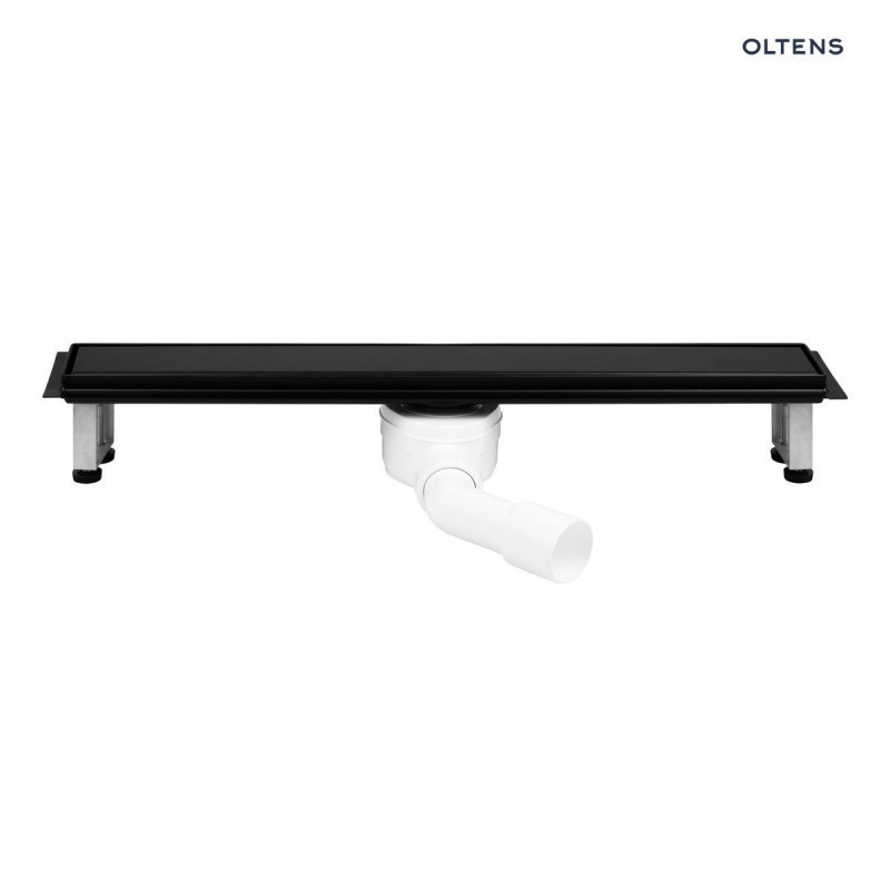 Oltens Langan 90 uniwersalny 2w1 odpływ prysznicowy liniowy 90 cm z kołnierzem czarny mat 30008300