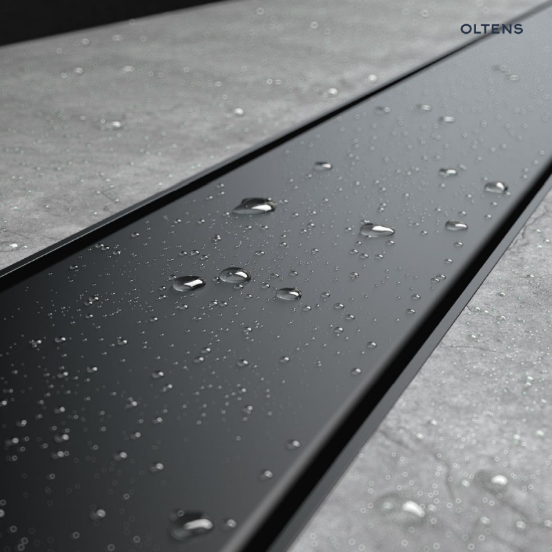 Oltens Langan 70 uniwersalny 2w1 odpływ prysznicowy liniowy 70 cm z kołnierzem czarny mat 30006300